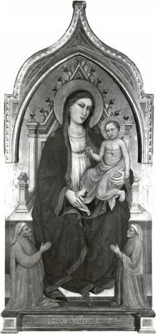 Anonimo — Mariotto di Nardo - sec. XV - Madonna con Bambino in trono e donatori — insieme